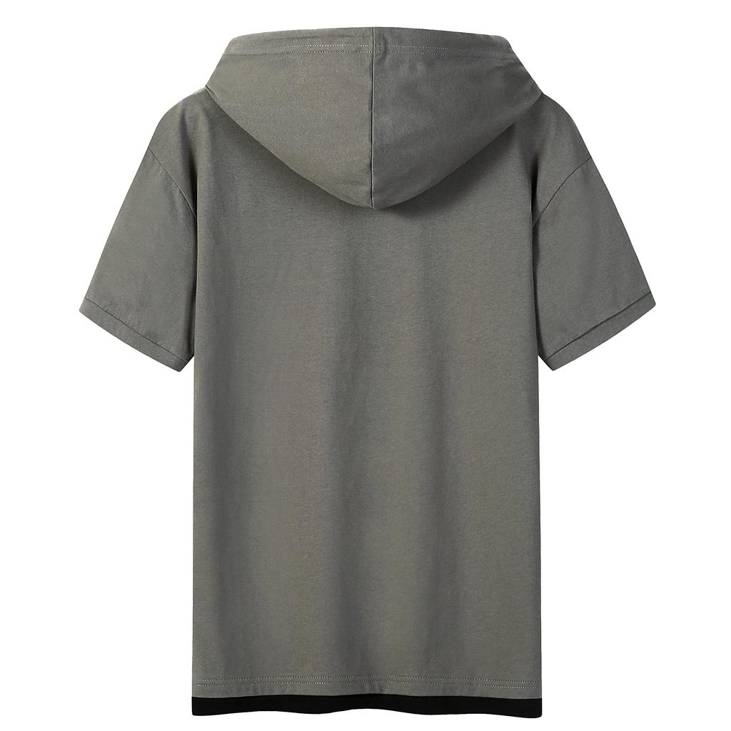 hoodie for summer hoodie for men [DIKAO] Short-sleeved men, clothing, short-sleeved t-shirt, hooded, plain, pullover, sweatshirt, simple, stylish,