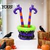 Snack Storage Bucket Halloween Inflatable Ice Bucket, Witch Legs Beverage Tub, Chilled Drinks Cooler Purple Orange for Party Decor, Outdoor Gathering