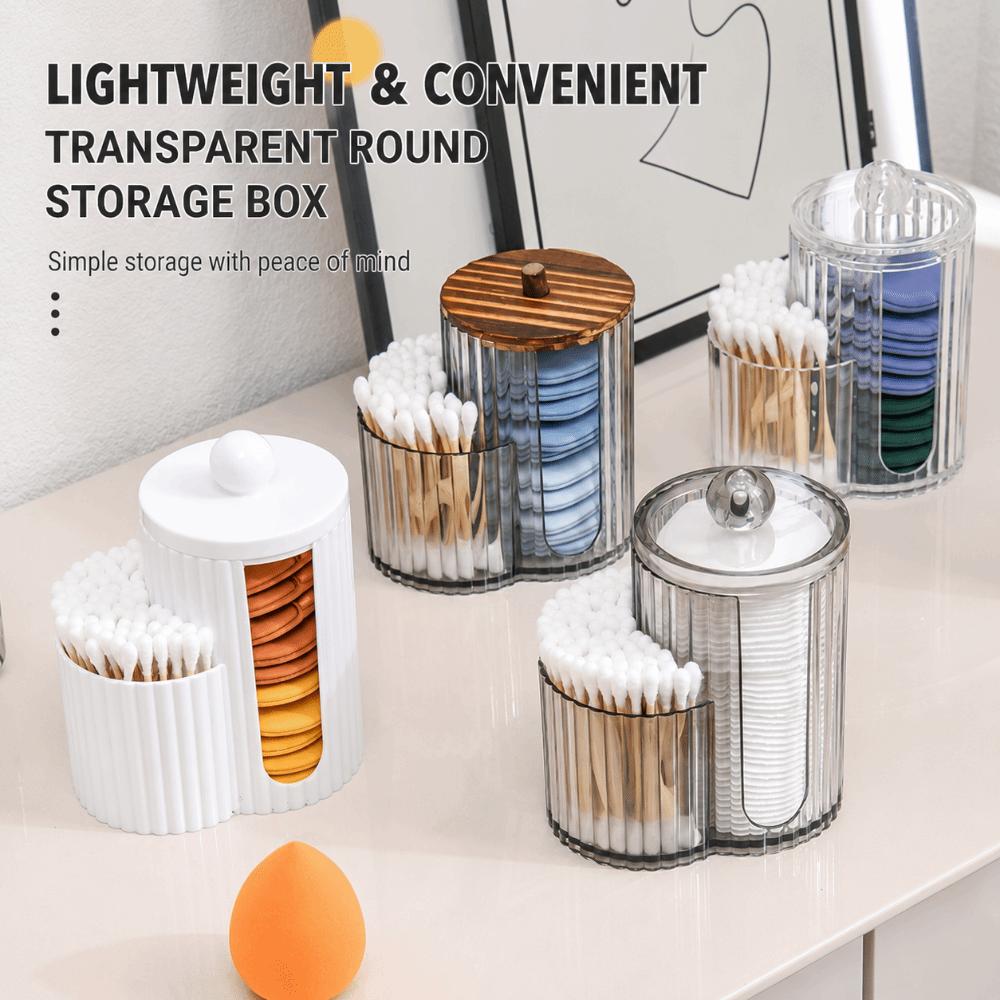 2-in-1 Makeup Pad Organizer Dustproof Floss Picks Holder for Vanity Countertop