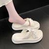 Cool slippers female 2025 summer new with skirt fairy wind beaded thick bottom outer wear cross word fashion slippers