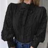 Spring and Autumn Women's Sexy Lace Shirt Standing Collar Women's Top French Court Style Blouse