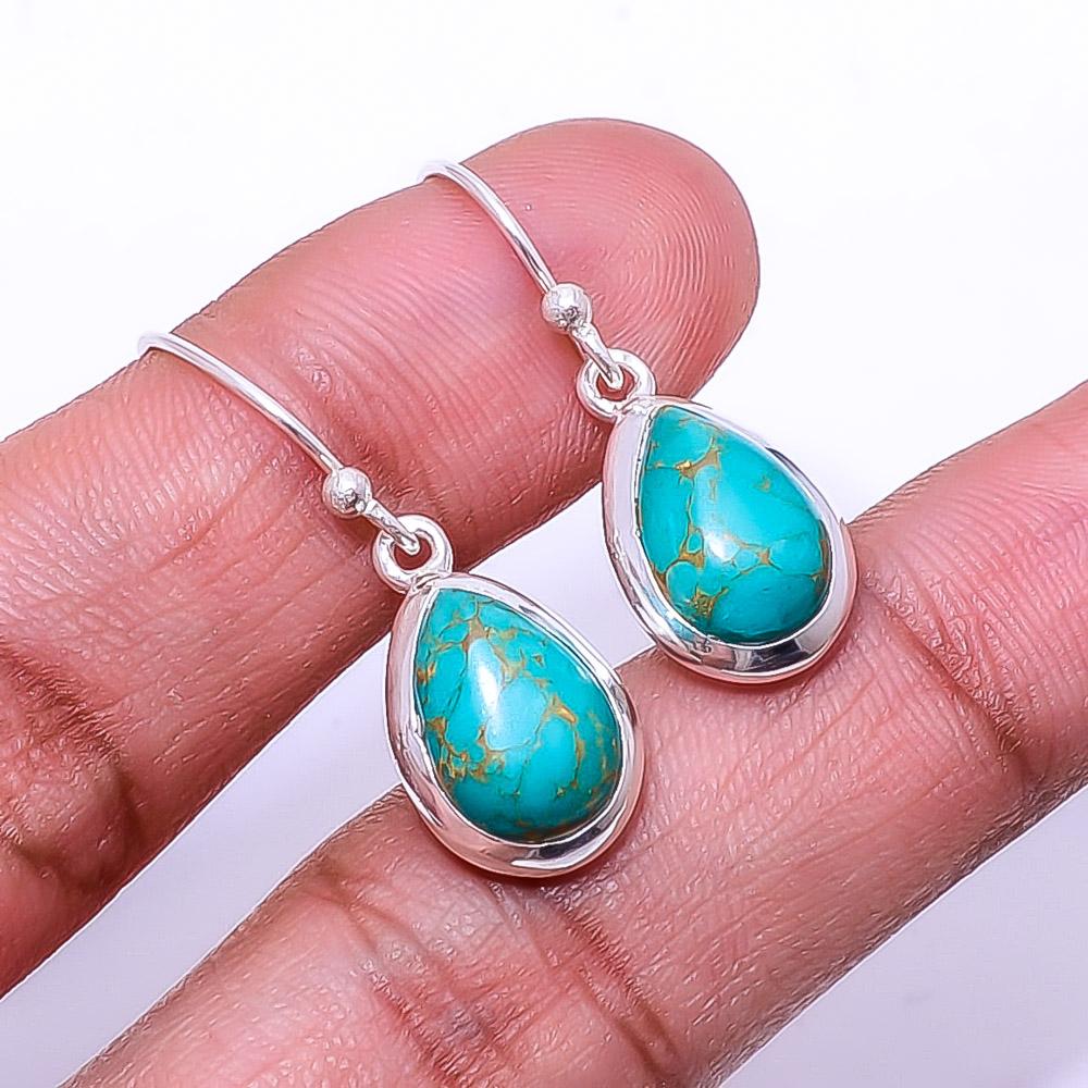 

Copper Blue Turquoise 925 Sterling Silver Earring 1.17 E_9508_347_89
