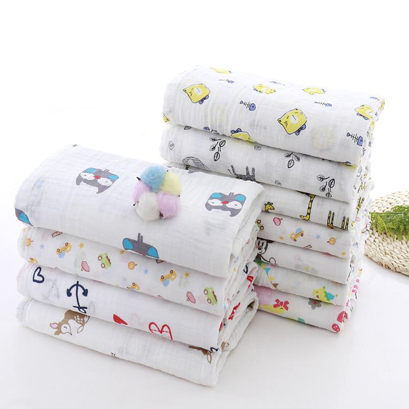Muslin Blanket 100/% Cotton Baby Swaddles 120*120cm Soft Newborn Blankets Bath Ga