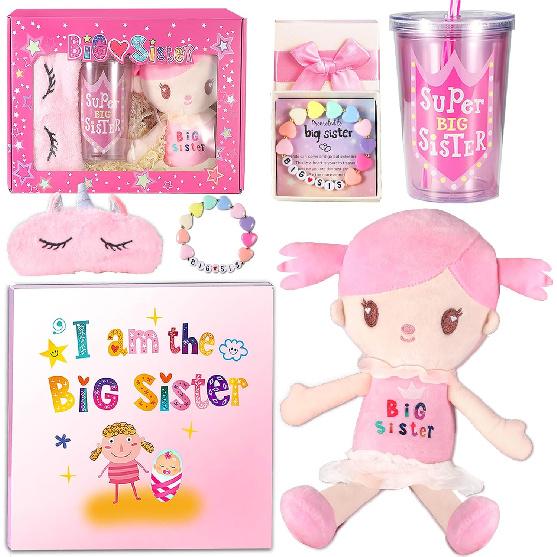 Подарки для старшей сестры девочкам, Новые подарки для старшей сестры маленьким девочкам, получившим статус старшей сестры, Включает книгу  Старшая сестра , куклу Барби, браслет, питьевой Big sister for girl
