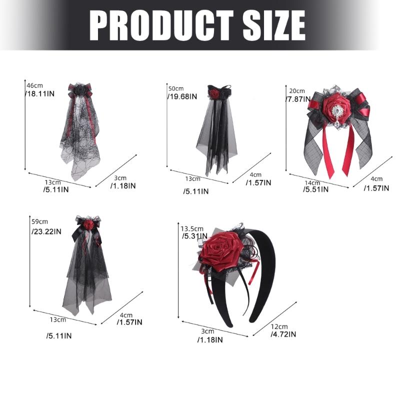 Elegant Black Bows Veil Headpiece For Halloween Parties Costume Accessories Cosplays Headbands Fashion Hair Clip