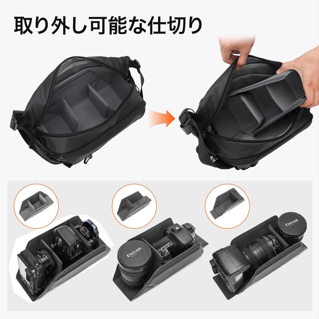 TARION Camera Shoulder Front Divider Holds 1 Camera 2 Lenses Bag, Strap, Water-Repellent, Pocket, + + Tripod, Lightweight, TR-XP