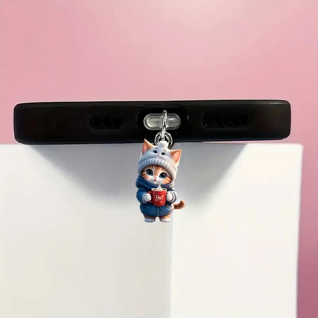 Cute Cat Mobile Phone Dust Plug Hanging Ornaments Pendants Phone Accessories Decoration For Iphone Type-C Dust Plug