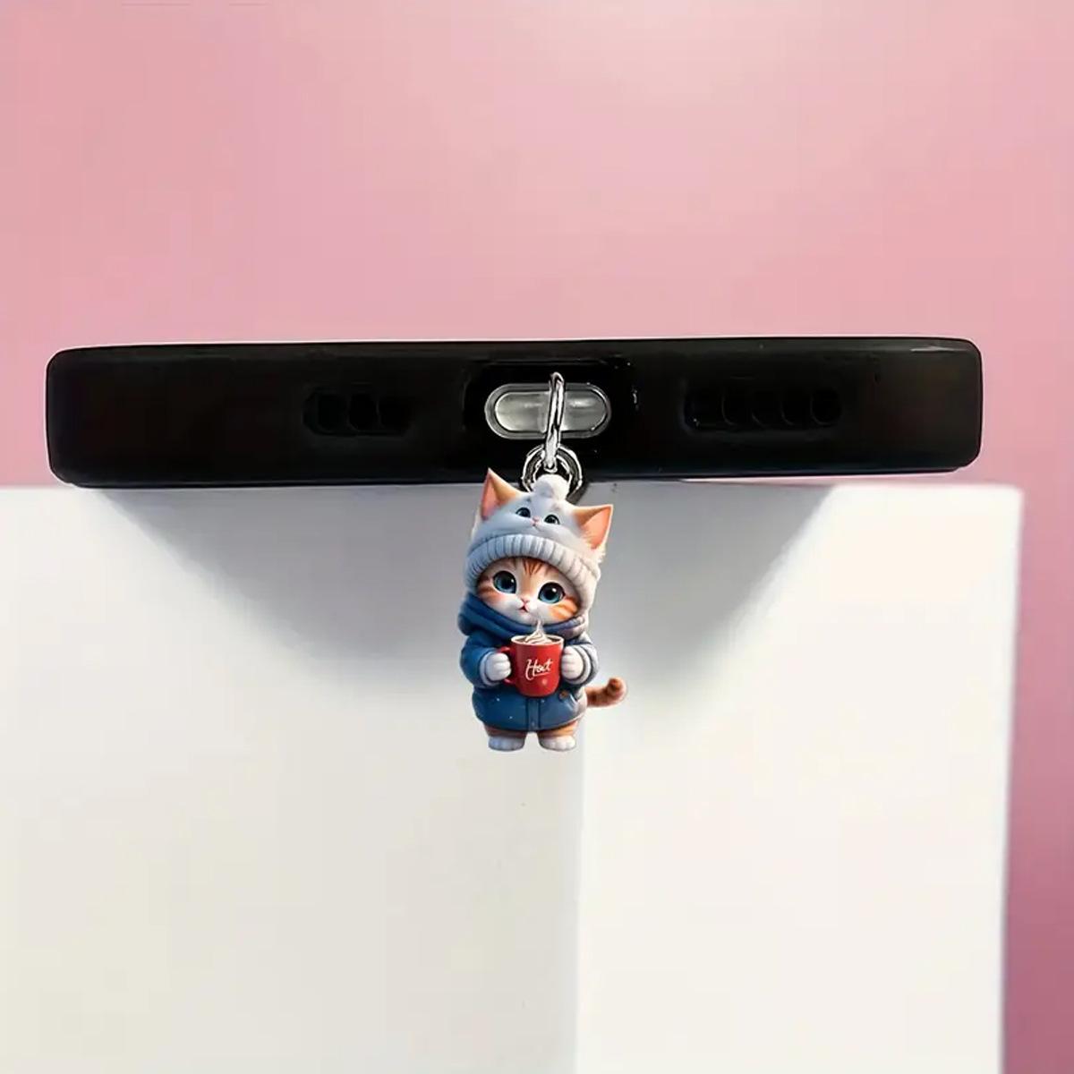 Cute Cat Mobile Phone Dust Plug Hanging Ornaments Pendants Phone Accessories Decoration For Iphone Type-C Dust Plug