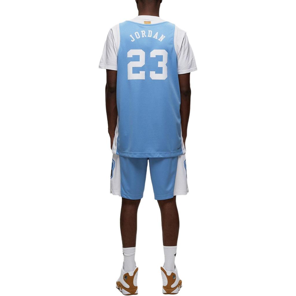 Jordan Unlimited College Retro Jersey Loose Fit V-Neck Breathable Sweat-Wicking Sleeveless Basketball Shirt Men jersey Courage-Blue White DZ6025-448