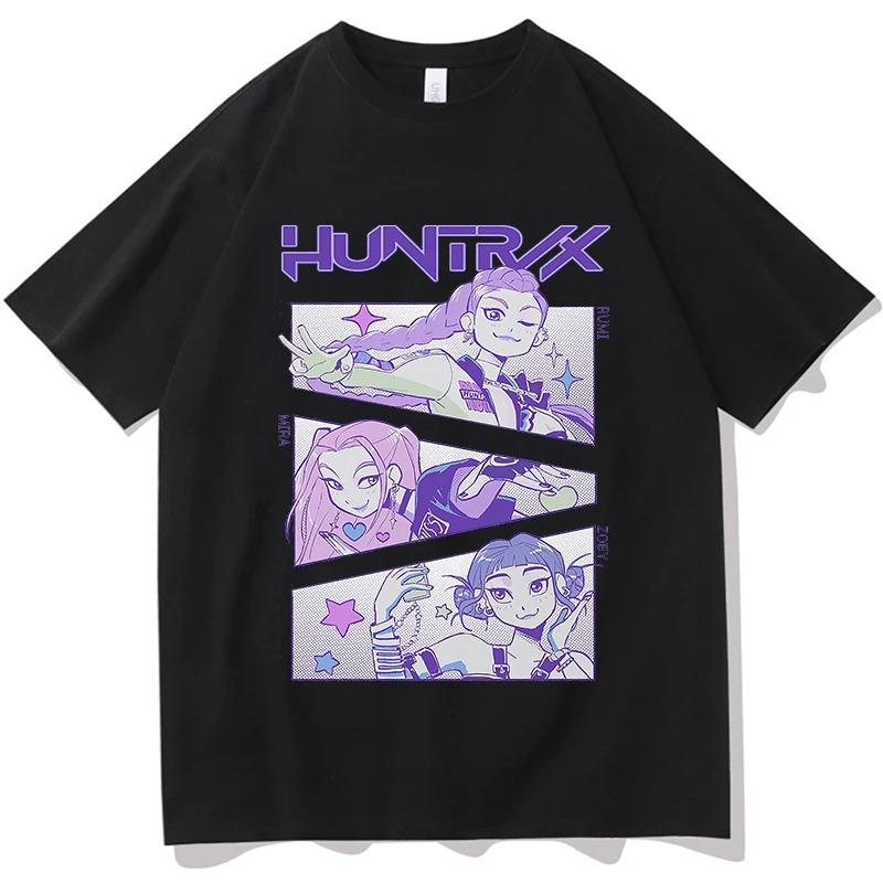 Trend Loose Tops Unisex Street Hip Hop Fashion Casual T-Shirt Anime K-Pop Demon Hunters Tees Harajuku O-neck Casual Shirt Gift