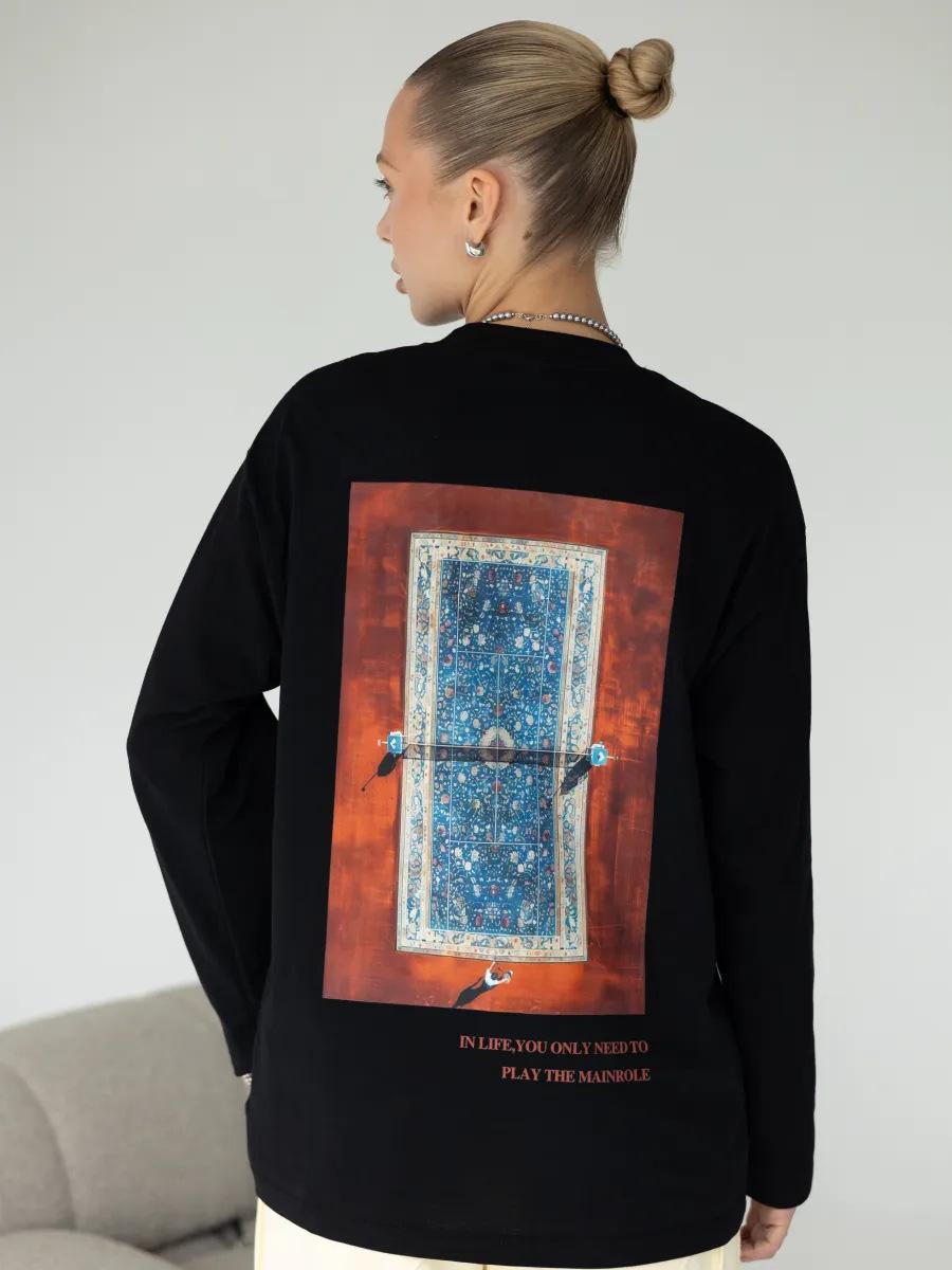 100% cotton t-shirt autumn European and American style fashion personality chic popular printed top women XXXL чёрный