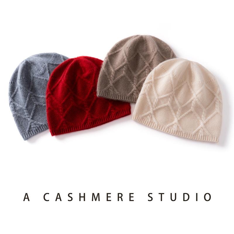 Cashmere hat women's autumn and winter warm knitted twisted hat pullover headgear l cold hat autumn and winter