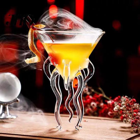 Beverage Serving Glass Octopus Shaped Cocktail Unique Stemmed Goblet for Wine Juice Creative Highball Cup Party Home Bar