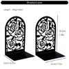 Modern Rose Themed Metal Bookends Easy To Clean Surfaces For Efficient Desktop Organization