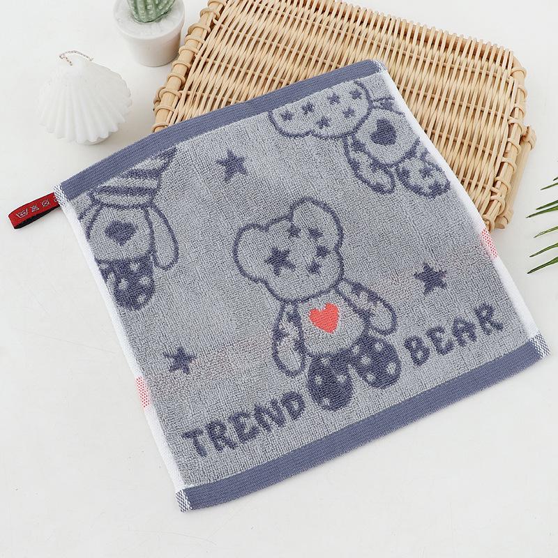 Cartoon Puppy Bear Quick-Drying Jacquard Hand Towel, 100% Cotton, 25x25 cm.