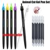 Creative Animal Cat Shaped 0.5mm Retractable Neutral Pen, Black Ink Quick Drying Refills, For Office Writing Stationery Supplies