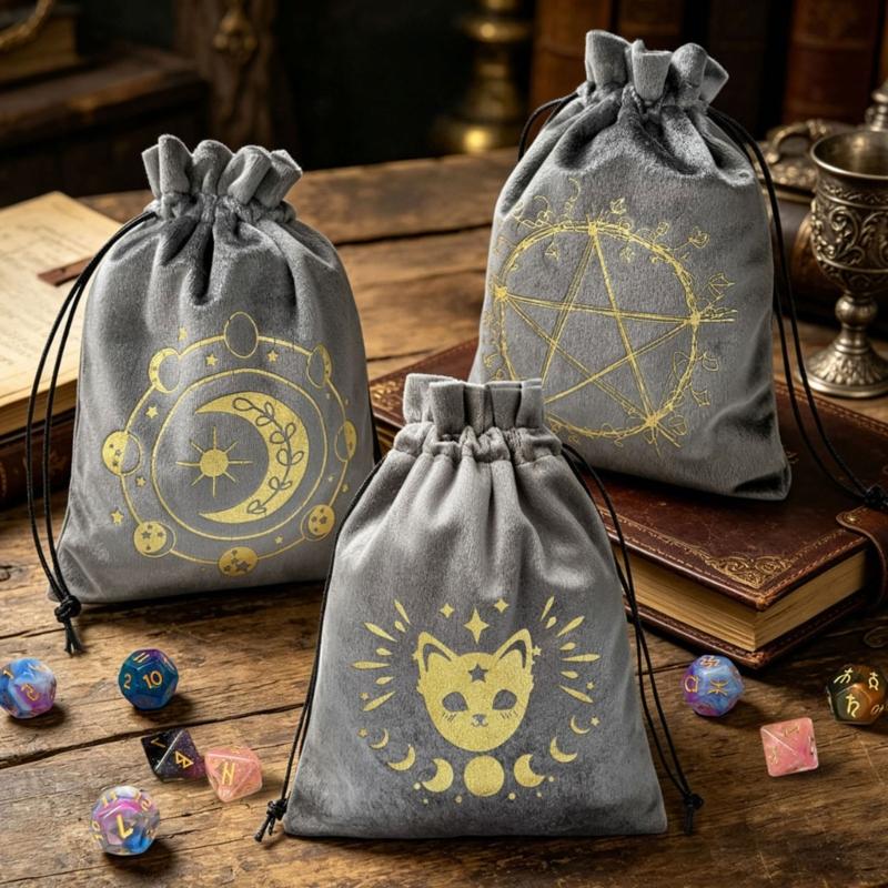 Divinations Tarots Card Dices Bag Small Wedding Bag Table Oracles Cards Game Bag Jewelry Storage Drawstring Tarots Bag