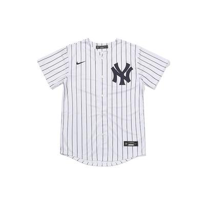 New York Yankees Classic Logo Pattern Letter Vertical Stripe Embroidered Black Label V-Neck Short Sleeve Shirt Kids Shirts White 3Z3B7ZWAB-NYY