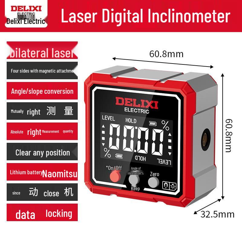 Delixi High-Precision Digital Inclinometer with Magnetic Laser Measurement