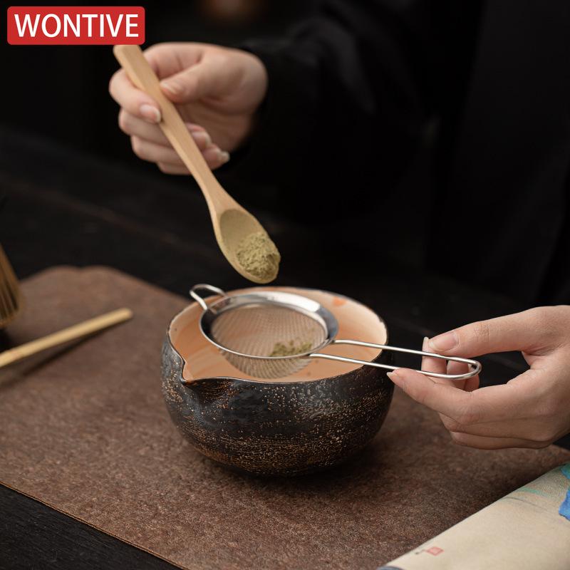 Vintage Japanisches Power Yin Matcha Set Bambusbesen Teelöffel Keramikschale Traditionelle Teesets Heim Teezubereitungs Werkzeuge Zubehör