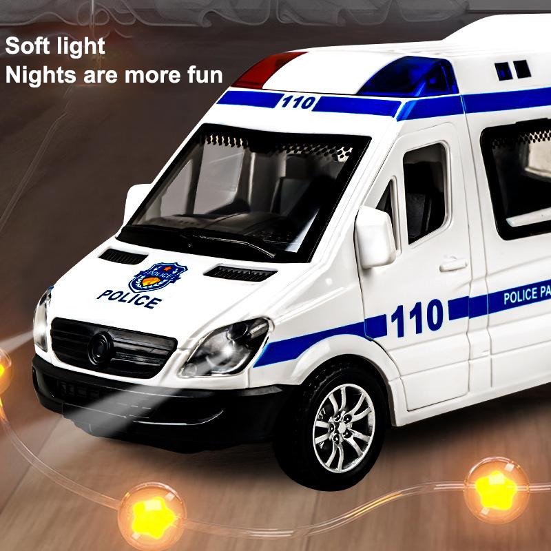 Mini Car Diecast Ambulance Fire-Truck Policecar Model Sound And Light Vehicle Simulation Collection Gifts Toys Boys