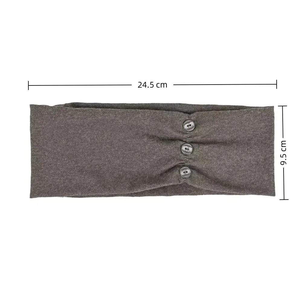 Pleated Women Headband Elastic Head Wrap Vintage Wide Button Headband for Students Daily