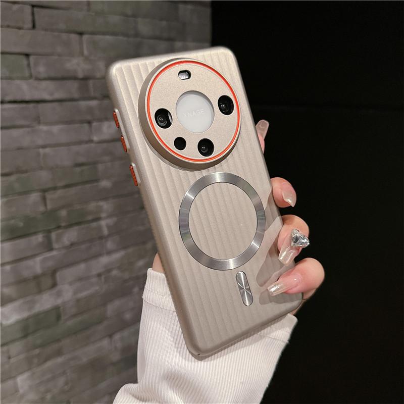 

Для Huawei Mate 60 Pro Plus рифленое покрытие металлическая краска магнитный противоотпечатковый ПК противоударный противоскользящий чехол-накладка Mate 60 Pro Plus золотой