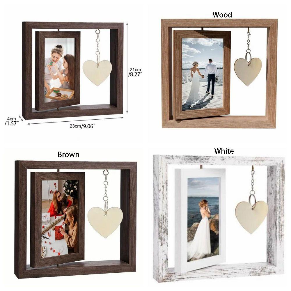 With Heart Pendant Desktop Photo Frame Wooden Photo Display Frame  Home Supplies