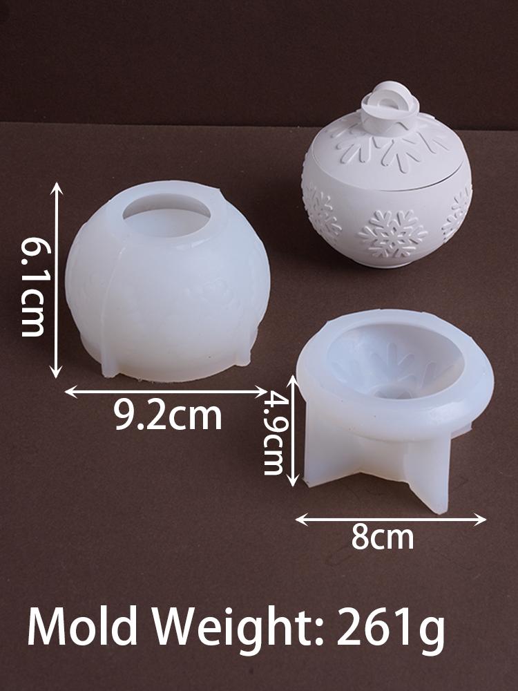 

3D Рождественские украшения Форма для силиконовой свечи DIY Круглая рельефная Снежинка Шар Коробка для хранения Гипс Смола Ремесло Литьевые формы