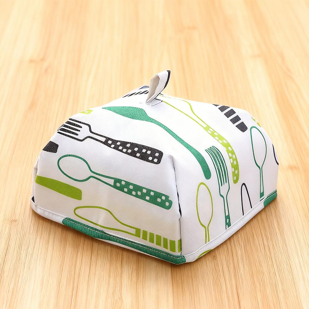 1Pc Aluminum Foil Food Cover Heat Insulation Foldable Dish Dust Table Covers(Green Small)