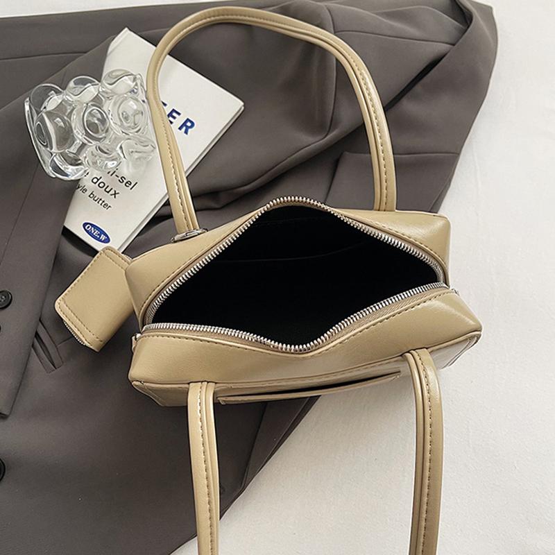 Women Fashion PU Leather Pillow Top Handle Shoulder Bags Retro Solid Color Underarm Bags With Small Purse Female Handbags ARI