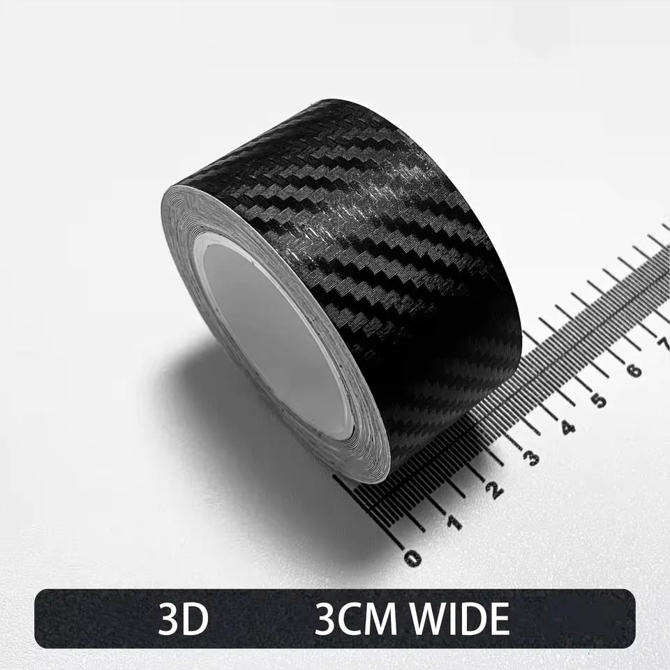 MOBIDEA 3D Carbon Fiber Car Decor Film - Matte Black Self-Adhesive Protective Vinyl Roll 1M-10M Length, 3cm-10cm Width