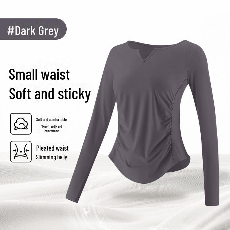 

Women s Large Spring & Summer Slimming Yoga Long Sleeve Tops - Nude Waist, Quick-Dry Fitness Apparel 3XL (156-170jin)