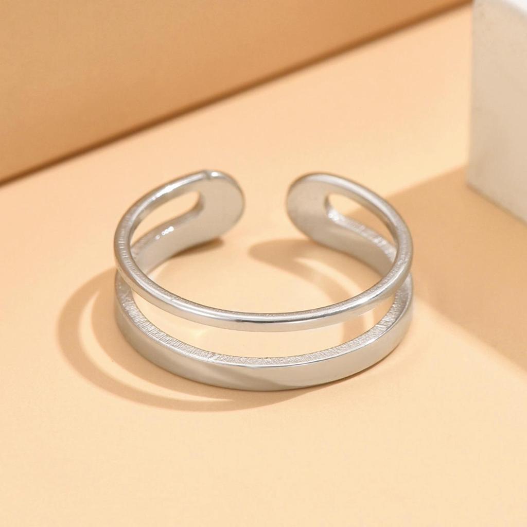 Fashionable Stainless Steel Open Adjustable Plain Ring - Versatile Stackable Style for Index Finger