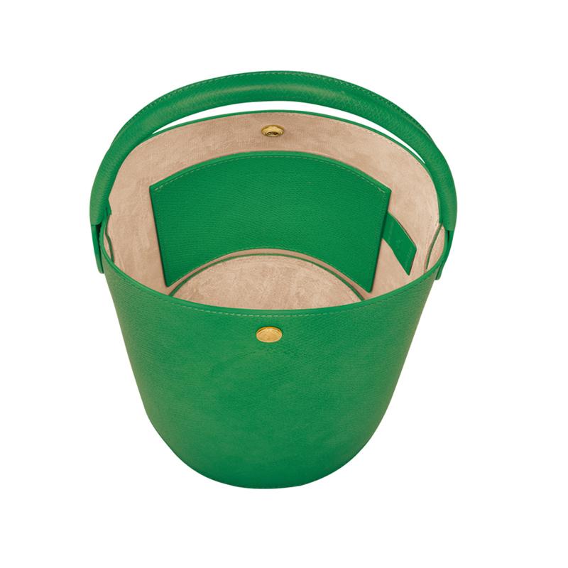 Longchamp 17 Solid Color Short Handle Snap Closure Leather Bucket Bag Small Women handbags Green 10161HYZ129