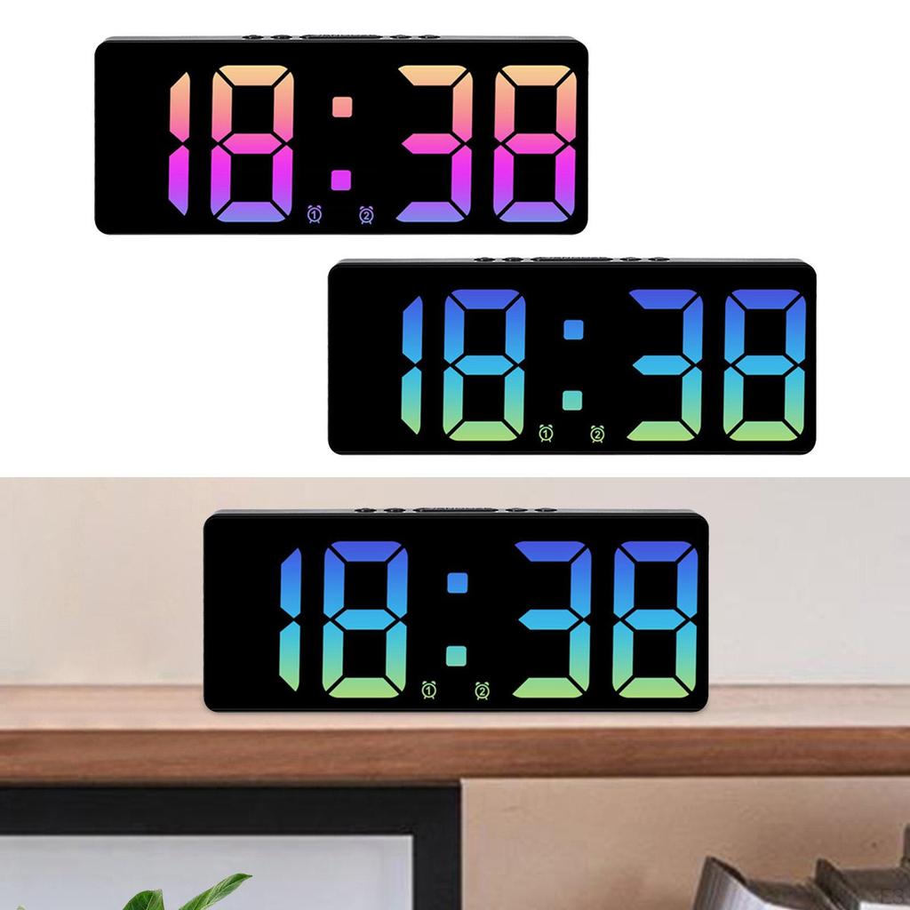 15.5cm Digital Alarm Clock Bedside Adjustable Brightness 12/24H Snooze Function for Children
