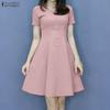 Women Casual Round Neck Summer Short Sleeve Dress