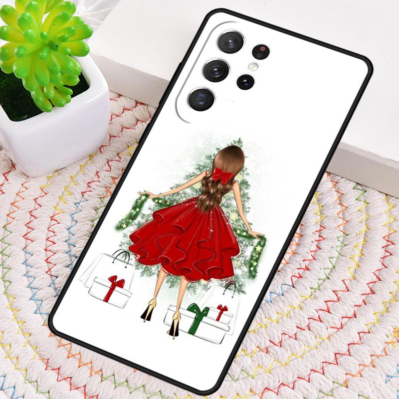 Weihnachts Mädchen Baum Geschenk Handyhülle für Samsung Galaxy note 10 pro S26 Ultra S23 S24 FE S25 S21 S22 PLUS stoßfest Hülle