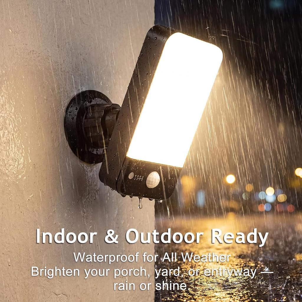 Rechargeable Motion Sensor Outdoor Wall Light, 10000mAh 1 Pack | 3 Modes 3 CCT Dimmable with Remote, IP65 Waterproof Security Lamp for Porch, Patio,