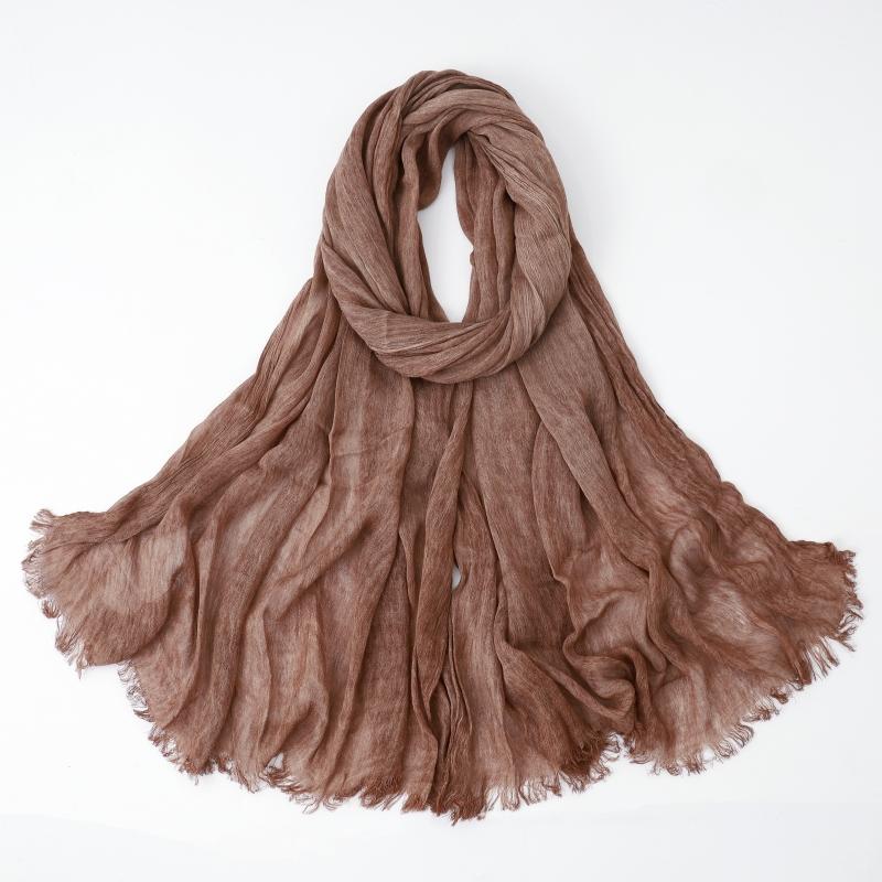 Fashion Cotton Linen Scarf Crinkle Design Hijab Middle Eastern Scarf Wrap Popular Solid Dubai Headwrap