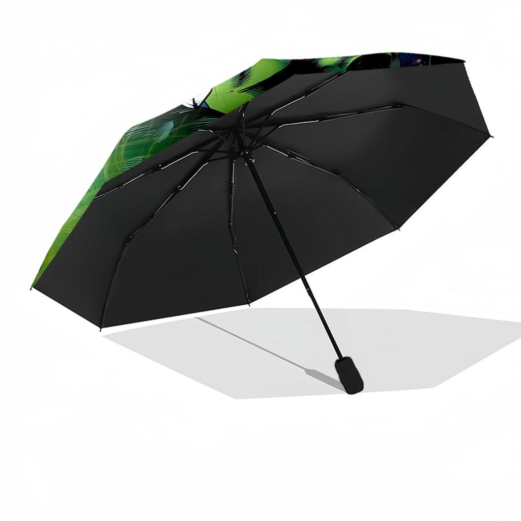 Green Lantern In Space Portable Automatic Umbrella Folding Umbrella with 8 Ribs Compact Design All-Season Travel Vibrant Pattern Umbrella