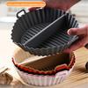 Round Silicone Fryer Liner Dual Handles Non Stick Food Grade Heat Resistant Dishwasher Safe Reusable Oven Baking Tray Basket Bowl Kitchen Supplies