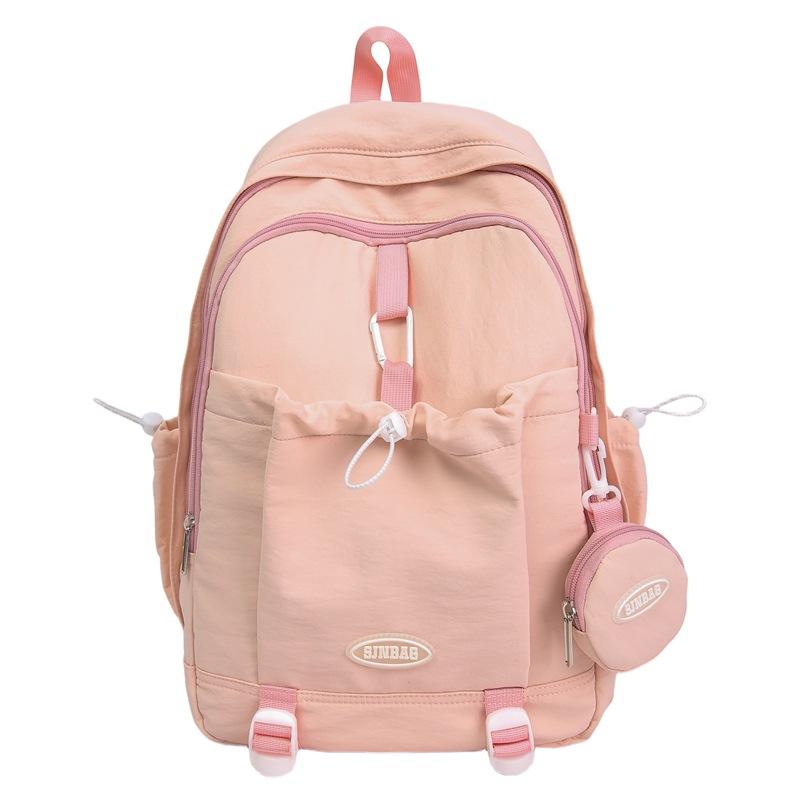 Summer New Nylon Lightweight Sports Travel Ins Large Capacity Solid Color Student Couple Backpack