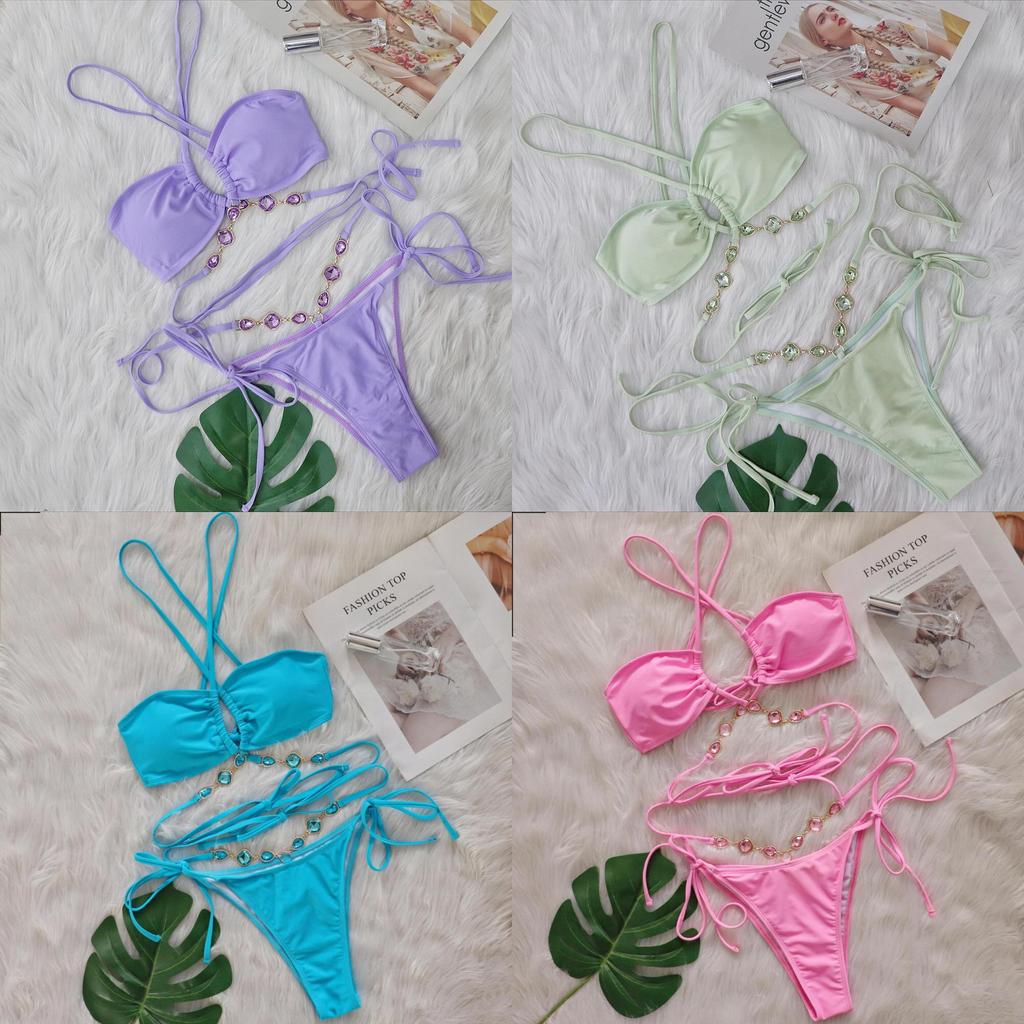 Sexy Bikini With Cross Tie Straps For Beach Swimwear Sexy Womens Swimsuit For Vacation