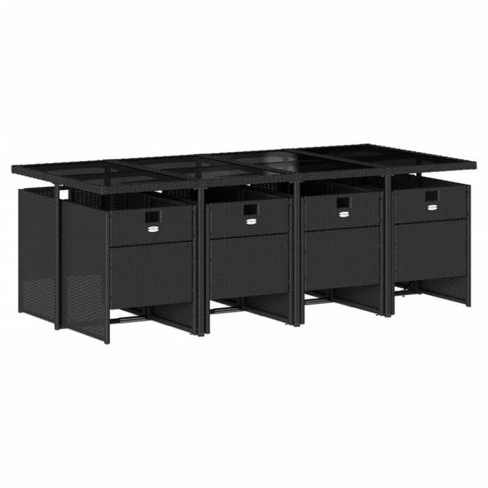 VidaXL Ensemble à Manger de Jardin avec Coussins 9 pcs, Table et Chaises à Dossier Rabattable, Meubles d'Extérieur Patio 3210559