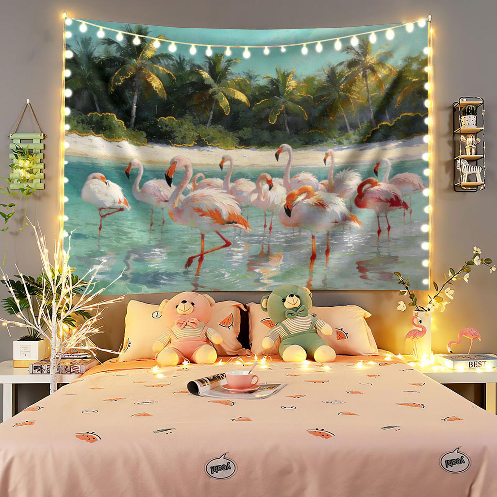 1pc Flamingo Animal Print Tapestry Living Room Wall Art Decoration Background Cloth Machine Washable Space Pendant