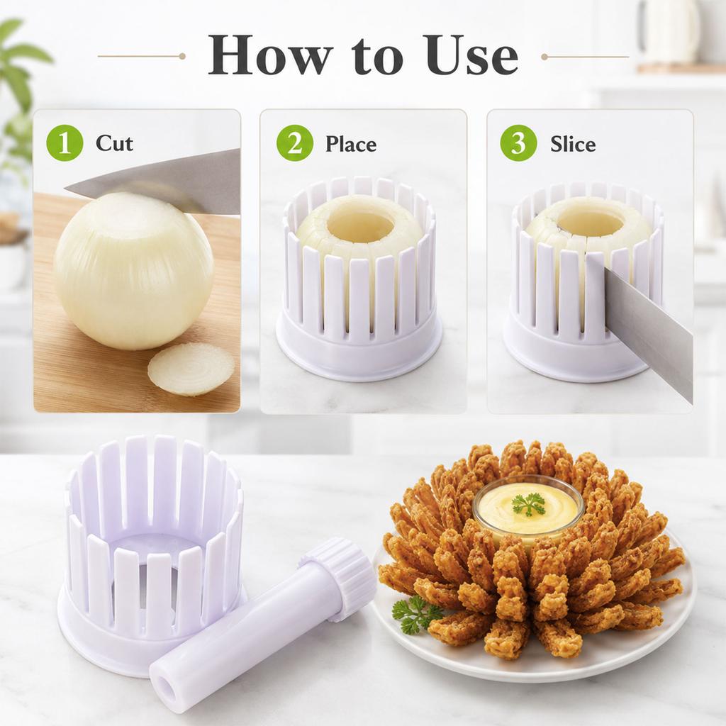 Onion Flower Cutter Tool Kitchen Vegetable Slicer Onion Core Remover Onion Cutting Mold for Home Use Easy Onion Preparation