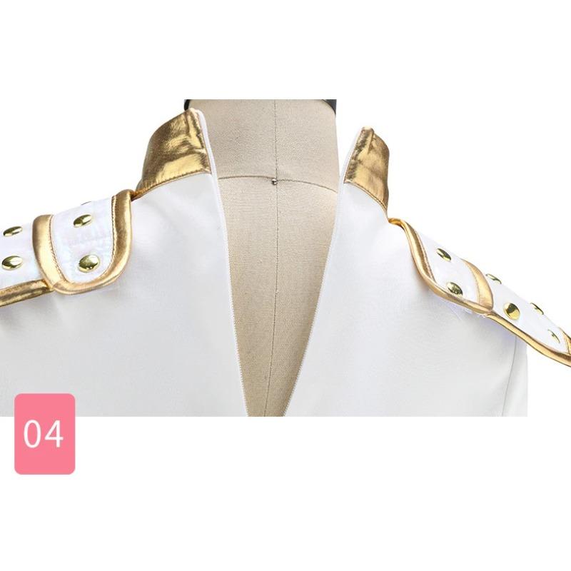 K-POP Style Halloween Party Costume for Kids Idol Performance Outfit with Glitter Top and Skirt Girls White Magic Group Costume