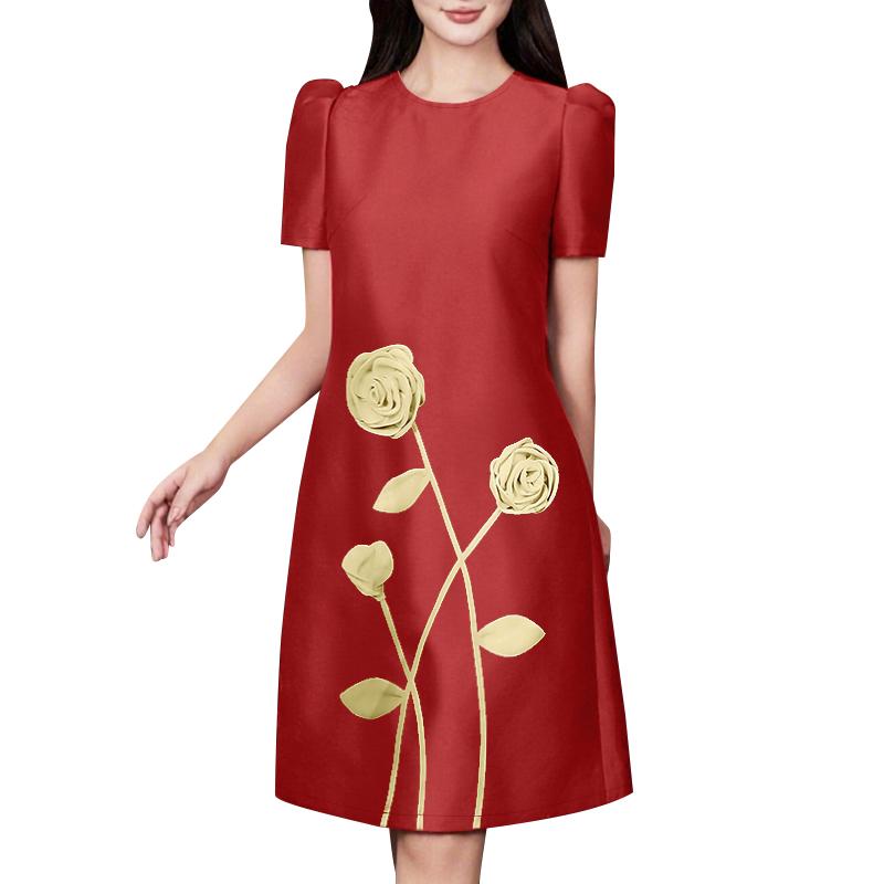 ZANZEA Women Casual Round Neck Summer Short Sleeve Print Dress