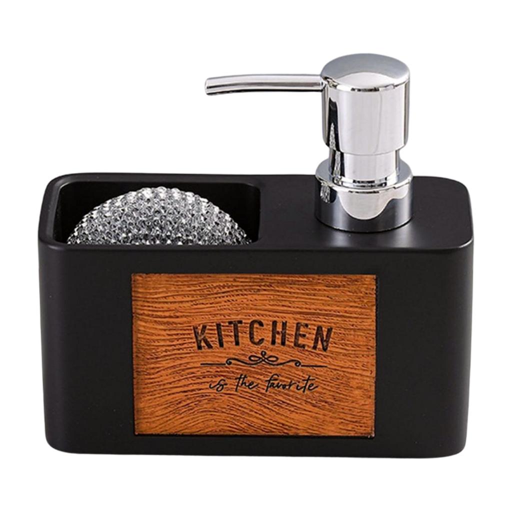 Kitchen Dish Soap Dispenser with Sponge Holder 2 In 1 Countertop Dishwashing Soap Pump Dispenser Set for Kitchen Sink